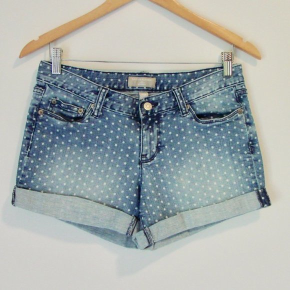 Banana Republic Stretch Denim Polka Dot Cuffed Jean Shorts Size 27 4 - Picture 1 of 11